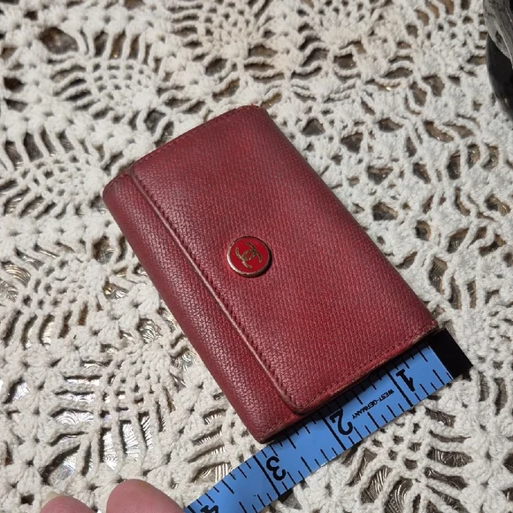 Authentic CHANEL Burgundy Textured Leather Button Key Card Wallet with Gold CC - Picture 12 of 12